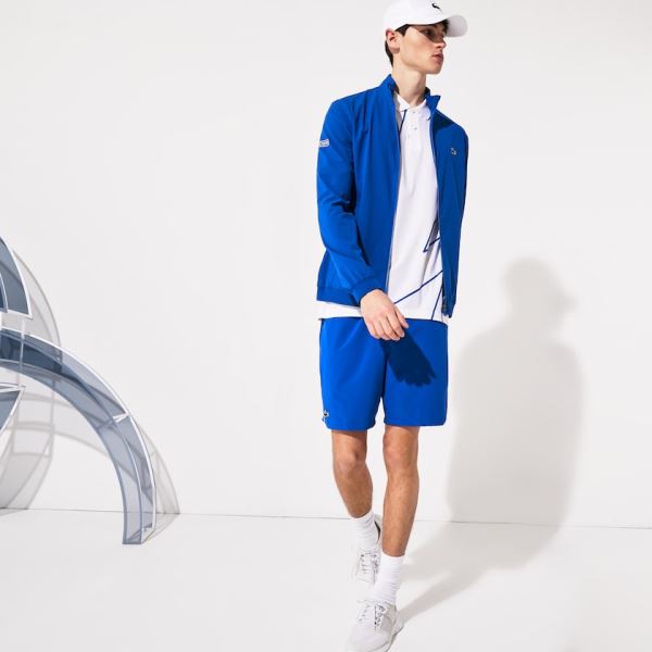 Lacoste SPORT Novak Djokovic Textured Zip Jacket - Bunda Pánské Blankyt / Bílé | CZ-PUm9ny